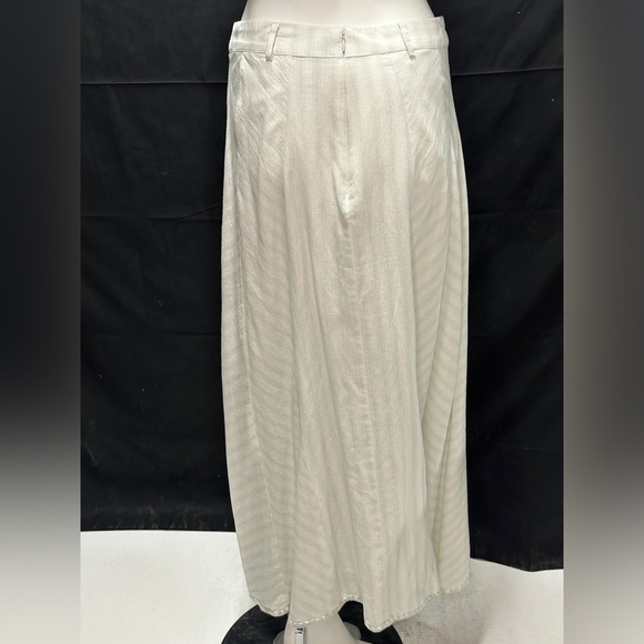 Anna Cate Size S White and Light Mint Green Long Zip Skirt Striped - Picture 4 of 9